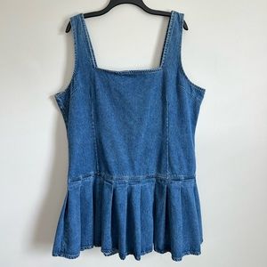 Baccini Vintage Denim Sleeveless Pleated Mini Dress Size 22
